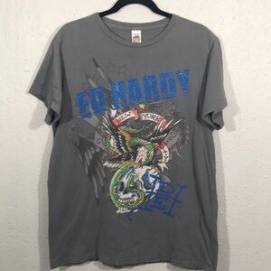 Ed Hardy RARE Crystal Stud Double Sided Screen Tee
